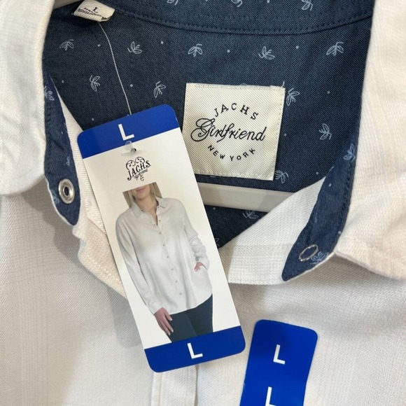 Womens Large Jachs Girlfriend New York Soft‎ Flannel Plaid Shirt White - Picture 7 of 10